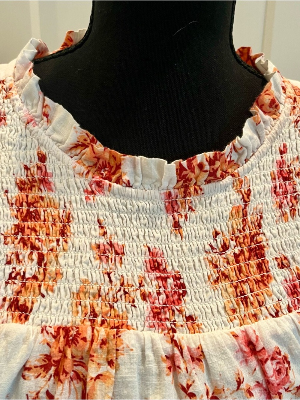 LOFT White Dress with Rust Floral Print - Picture 5 of 12